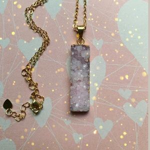 Rose quartz bar necklace
